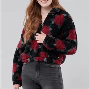 Hollister Floral Rose Teddy Pullover